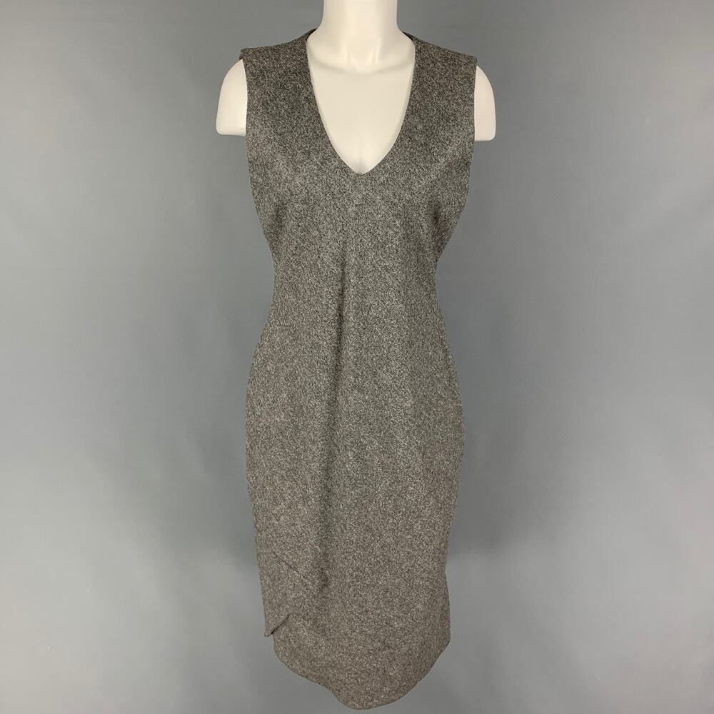 RICHARD TYLER Size 8 Grey Heather Virgin Wool Cashmere Heather Sleeveless Dress